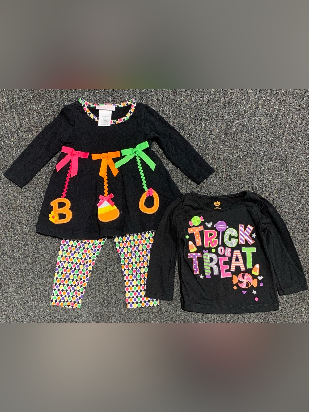Bonnie Baby toddler girl 12 month mix match artsy Halloween themed dress shirt